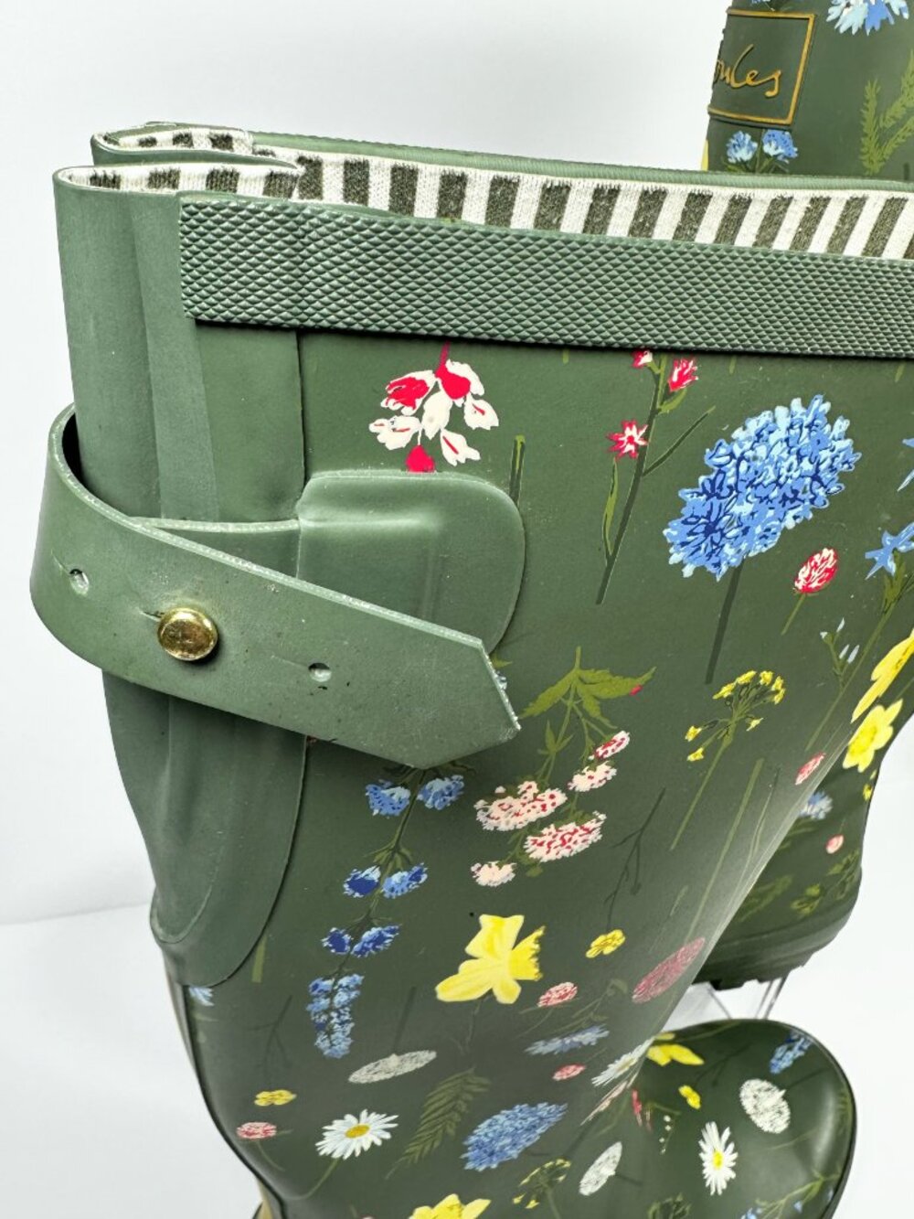 Joules Women’s Size 9 Tall Welly Wellies Army Green Wildflowers Theme Rain Boots - Picture 4 of 16